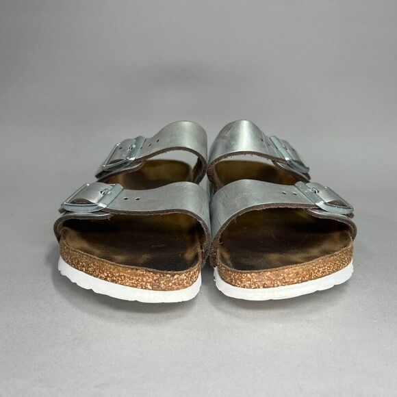 Birkenstock Women's Size 5 Arizona Silver Birko-Flor Sandals - Picture 3 of 16